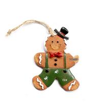 Qingmeng Hand-painted Resin Gingerbread Man Christmas Tree Ornaments brown