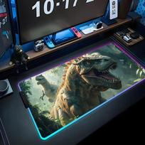 Jungle dinosaur Mouse Pad RGB Gaming Mousepad Big LED Pad PC Desk Mat Luminous Mouse Pad Large Keyboard Mats Table Rug With RGB600x300x3mm gray