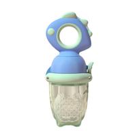Dinosaur Shaped Push Feeder Baby Fruit Vegetable Chewable Silicone Teether Feeding Tool Push Design Safe Self-Feeding Aid for Babies Teething Relief One Size mėlyna