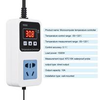 110-220V 10A 1500W Electronic Temperature Controller Outlet Wall Mounted Intelligent Digital Display Temperature Control Switch with Waterproof Sensor Polycarbonate