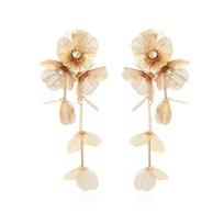 Light Luxury Big Flower Long Tassel Earrings Temperament Stud Earrings Korean Women Earrings  Women auksas