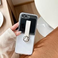 Pearl Flower Wristband Phone Case for Samsung Zflip7 Flip Folding Screen Zfold6 Transparent Simple W24 For  Samsung ZFold7 gray
