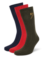 Polo Ralph Lauren - Ribbed Wool-Blend Boot Sock 3-Pack - Įprastos kojinės - Tamsiai mėlyna
