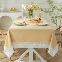 Cotton And Linen Fabric Solid Color Light Luxury Lace Tablecloth Coffee Table Tablecloth Table Cloth 90*90cm šviesiai mėlyna spalva