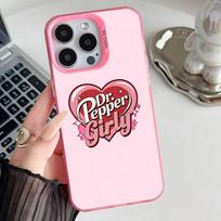 Phone Case For iPhone 16,15,14,13,12,11,Pro,XS,Max,Plus,Mini,SE Cherry D-Dr-P-Pepper Drink Pink Candy Matte Shockproof Cover iphone15plus black