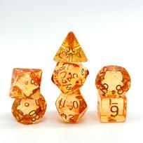 Crystal Clear 7-Piece Polyhedral Dice Set for Tabletop Role Playing Games Includes D4 D6 D8 D10 D12 D20 and Percentile Dice with Smooth Edges One Size oranžinė