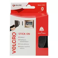 VELCRO VEL-EC60215 lipni juosta su kabliukais ir kilpelėmis, 20 mm x 2,5 m, juoda