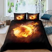 Volleyball Duvet Cover Set Queen Size Ball Sports Theme Bedding Set For Teens Bedroom Decor Black And White Comforter Cover EU Single(135*200cm)3pcs blue
