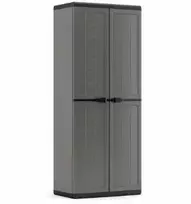 KETER Garden Wardrobe Jolly IT - pilka/juoda, 200L, užrakinama lauko spintelė