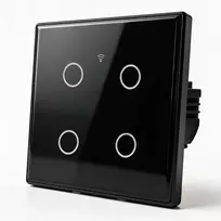 Qoltec Smart Touch Light Switch 4-Gang Wi-Fi Timer Tuya | Grūdintas stiklas | Baltas