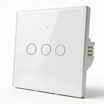 Qoltec Smart Touch Light Switch 3-Gang Wi-Fi Timer Tuya White