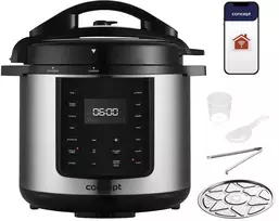 CONCEPT CK8001 daugiafunkcis puodas, 5 l, 900 W, 10 programų, LED, nelipni keraminė talpa, atidėtas startas, palaikoma šiluma, juodos/sidabrinės spalvos