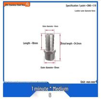 304 Stainless Steel Hexagonal Hose Barb Reducer with Male Thread - Soft Insert Pipe Fitting Bamboo Joint (4/6 size)