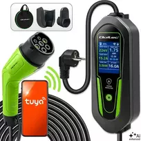 Qoltec nešiojamas elektromobilio įkroviklis Type 2 - Schuko 3,5 kW 16A 5 m kabelis su Wi-Fi ir LCD