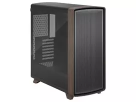 Fractal Design Summit Black TG Light Tint vidurinio bokšto kompiuterio korpusas su riešutmedžio priekine panele