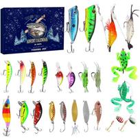 2025 Fishing Advent Calendar 24 Days Fishing Lures Set Fishing Christmas Advent Calendar Xmas Fishing Gift for Fisherman 12.6x8.66x1.18inch blue