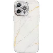 Electroplated marble pattern for iPhone16 mobile phone case Apple 15promax creative advanced sense foreign trade iPhone14Promax pink