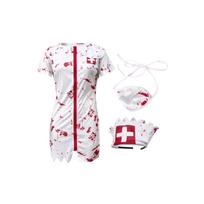 Women's Halloween Costume for Couples, Scary Bloody Outfit for Masquerade Party L white