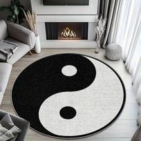 Mid Century Modern Checkered Circular Area Rug  Warm Earth Tone Grid Pattern Round Mat Anti Slip Indoor Farmhouse Doormat 80x80cm gray
