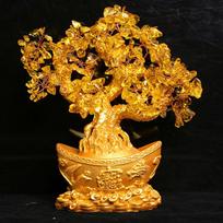 Sėkmės pinigų medis Kinijos aukso luitas krištolinis laimės medžio ornamentas turto ornamentas namų biuro stalo dekoracija stalo amatai onesize brown