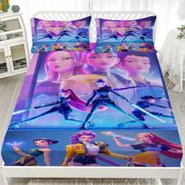 K-Pop D-Demon Hunters paklodė su guma iš suasmeninto namų dekoro, pritaikyta „pasidaryk pats“ lovos užtiesalo su gilia kišene ir 2 pagalvių užvalkalais 1PC pillowcase