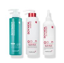 MEDICUBE No.1 Hair Loss Care 3-Step Set Soymint Scaling Shampoo + Soycydil Shampoo + Soycydil Treatment Intensive Root Strengthening System blue