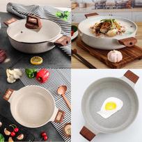 Maifan Stone Non-stick Hot Pot (Divided) for Induction & Gas Stoves 24cm white
