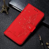 Litchi Leather Book Case For Samsung A05 A05S A16 A26 A56 A15 A25 A35 A55 A04 A14 A24 A34 A54 S24 S23 FE Plus Ultra Wallet Cover A06 raudona