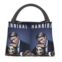 Hannibal Mads Mikkelsen Horror Movie Merch Insulated Lunch Bag for Women Children Portable Food Boxes Thermal Lunch Box Tote One Size black