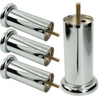 Set of 4 furniture legs, straight, silver chrome, height 13 cm
