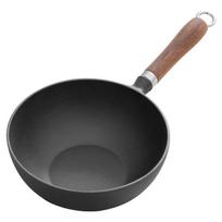 Small Cast Iron Wok Mini Single-Serving Baby Food Pan Breakfast Pan Kitchen Essential Non-Coated Flat Bottom Pan 20cm