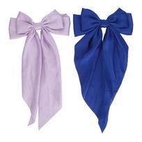 Big Hair Bows for Women Double Layer Metal Clips Long Tail Aesthetic Decoration Large Hair Ribbon Bo gray