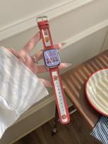 For Apple ApplewatchS10 Watch iwatch98765SE Bear Illustration Leather Strap 20MM self-test 20mm without connector gray