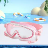 Big Frame Swimming Goggles Anti Fog Wide View Swim Glasses Waterproof Silicone Diving Eyewear Swimming Beginner white