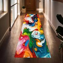 Modernus abstraktaus dizaino koridoriaus kilimas Grindų kilimėliai Kilimai Namų dekoracija Neslystantis Plaunamas zoninis kilimas Anti-fatigue skystis Namų kilimas 40X120CM white