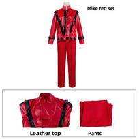 Michael Jackson Cosplay kostiumas raudona odinė striukė ir kelnės scenos atlikėjams Kid 120cm red