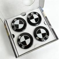 4 vnt. 56/68 mm plaukiojančių ratlankių centrinių dangtelių BMW 50-mečio jubiliejui – tinka E39 E46 E60 F10 F30 G20 X3 X5 (Automobilių stebulių priedai) CF5 (black white,56mm 4pcs) juoda balta spalva
