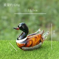 Crystal Glass Art Piece Handcrafted Glass Mandarin Duck Desk Decoration Gift Handmade Colored Glaze Animal Miniatures Ornament beige