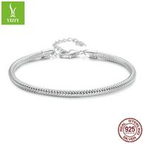 S925 Silver-Plated Platinum Lobster Buckle Basic Single Bracelet, Simple Versatile Diy Snake Bone Chain Bracelet white