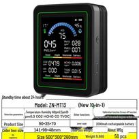 New 10-in-1 CO2 & PM2.5 Monitor: Formaldehyde, TVOC, Temperature, Humidity Detection White with Stand black