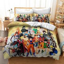Bedding Kit, Dragon Ball Series Size Three-Piece Set EU Single 135x200cm gray