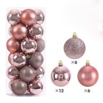 2026 24Pcs 3/4/6CM Christmas Balls Big Ball Christmas Tree Pendant Ornaments for Party Decor New Year Navidad Gifts Accessory 3CM rožinio aukso spalvos