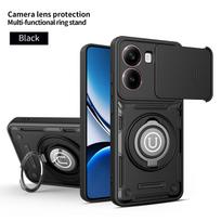 Slide lens protection Case For Poco X8 Pro Redmi Turbo 5 Rotate Magnetic Ring Holder Shockproof Hard Cover For POCO X8Pro Bumper For Poco X8 Pro black