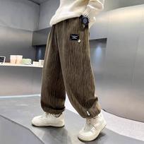 Boys' Pants, Autumn and Winter Models, Teenagers, Big Children's Casual Pants, Children's Straight-leg Pants, Corduroy Pants 120 black
