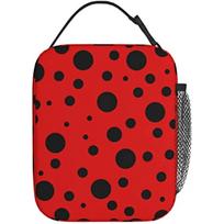 Ladybug Black and Red Polka Dot Portable Lunch Bag Insulated Lunch Box Reusable Cooler Totes for Women Men Adults Girls Work One Size black