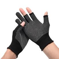 Nylon Non-Slip Gloves Men Women Outdoor Riding Sport Fitness Breathable Non-Slip Sunscreen Half Finger Gloves A2 black