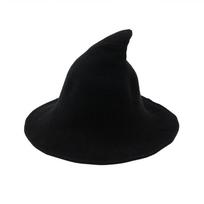 Vintage Halloween Witch Hat Woman Costume Wool Knit Hat for Party Coseplay Masquerade Hat Festival Decoration Accessories juoda