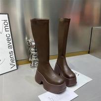 Rudens ir žiemos komforto moteriški madingi ilgaauliai batai su užtrauktuku, moteriški seksualūs elegantiški platforminiai bateliai, 9 cm storio apačia, moteriški riterių bateliai 40 juoda