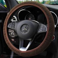 Universalus automobilio vairo užvalkalas iš mikropluošto odos, apsauginis užvalkalas, neslystantis, kvėpuojantis, skirtas 37-38 cm vairui, vairo apsauga ruda