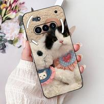 For Nothing Phone 3A 2025 Case A059 Fashion Flower Cats Cartoon Silicone Soft Shockproof Cover For Nothing Phone3A 3A Pro Bumper Nothing Phone 3A Pro black